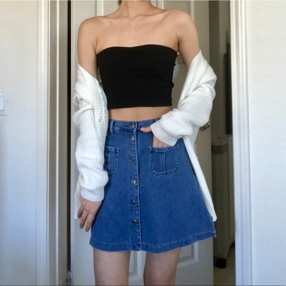 denim skirt and tube top